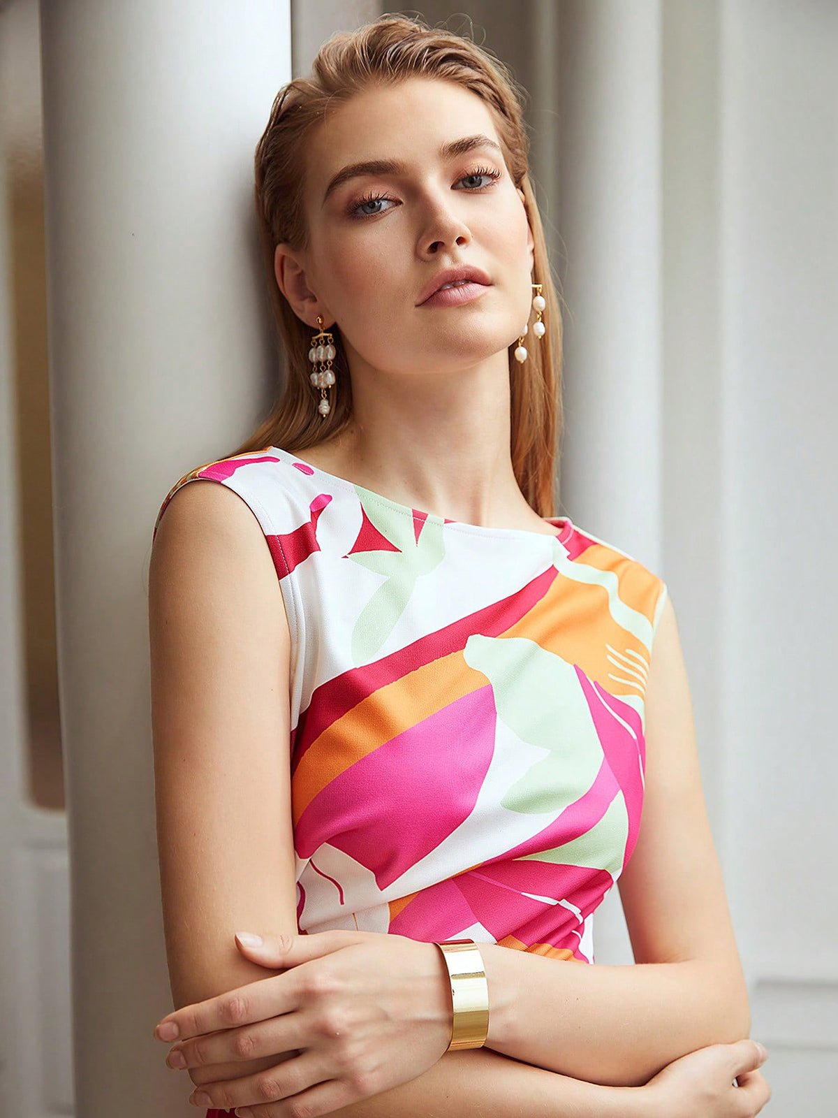 Vibrant Vogue Dress - Trendy Prints for Daily Glam - Uvercee