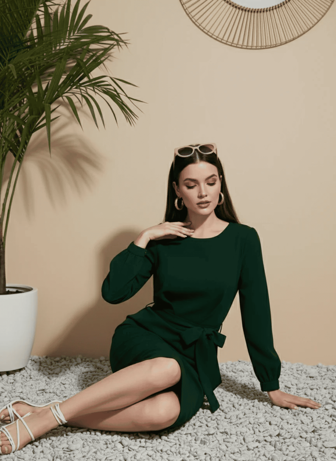 The Luxury Sheath: Emerald Green Long Sleeve Pencil Dress - Uvercee