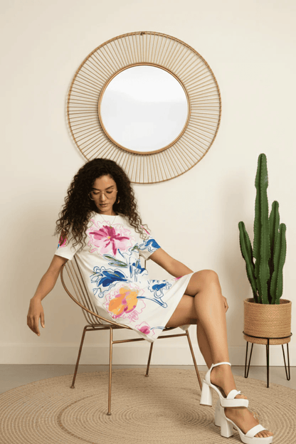 Trending Modern Abstract Floral Short Dress | Flattering Casual Outfit for Women - Uvercee