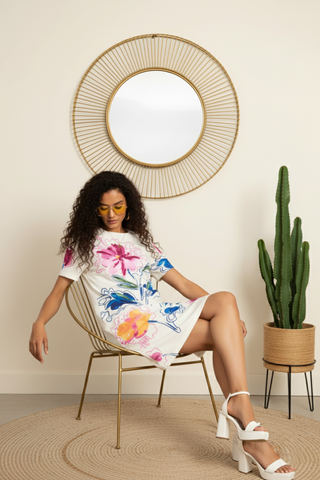 Trending Modern Abstract Floral Short Dress | Flattering Casual Outfit for Women