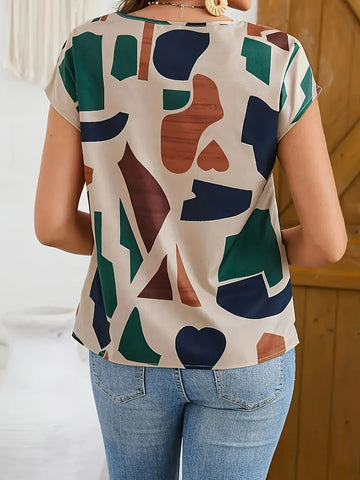 Uvercee Multicolor Abstract Art Top - Casual Chic