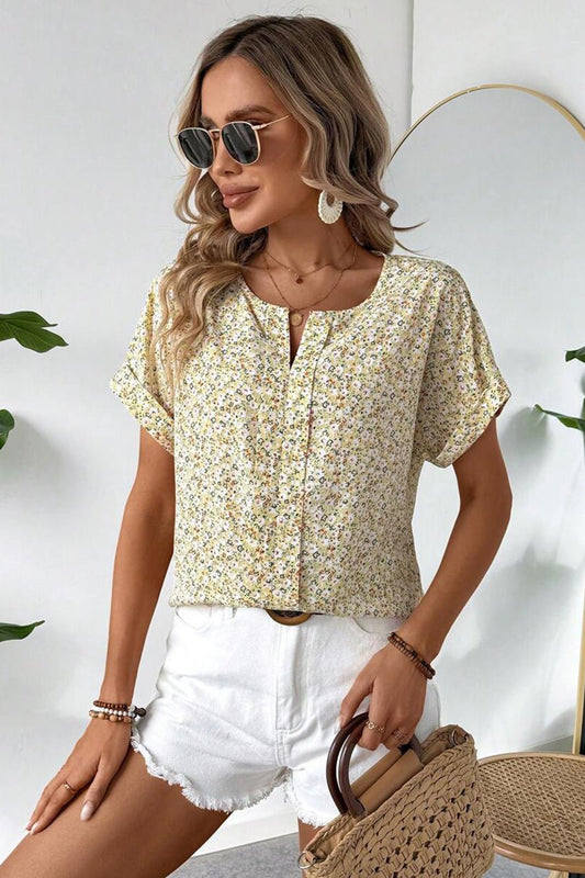 Uvercee Ditsy Floral Round Neck Top - Uvercee