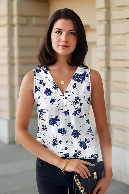 Uvercee V-Neck Sleeveless Floral Top