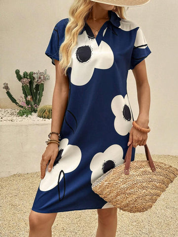 Uvercee Whimsical Blooms: Knee-Length Floral Dress