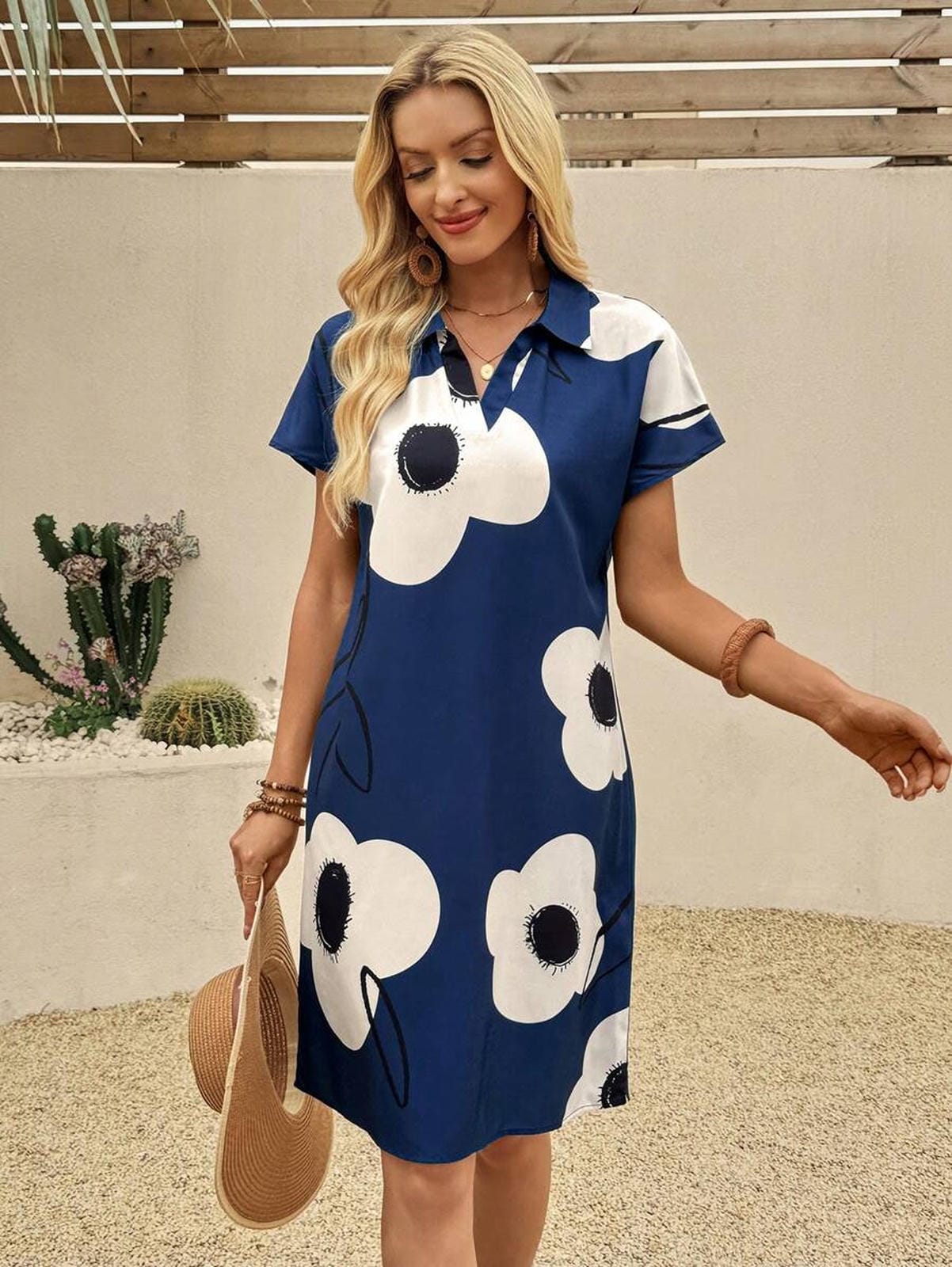 Uvercee Whimsical Blooms: Knee - Length Floral Dress - Uvercee