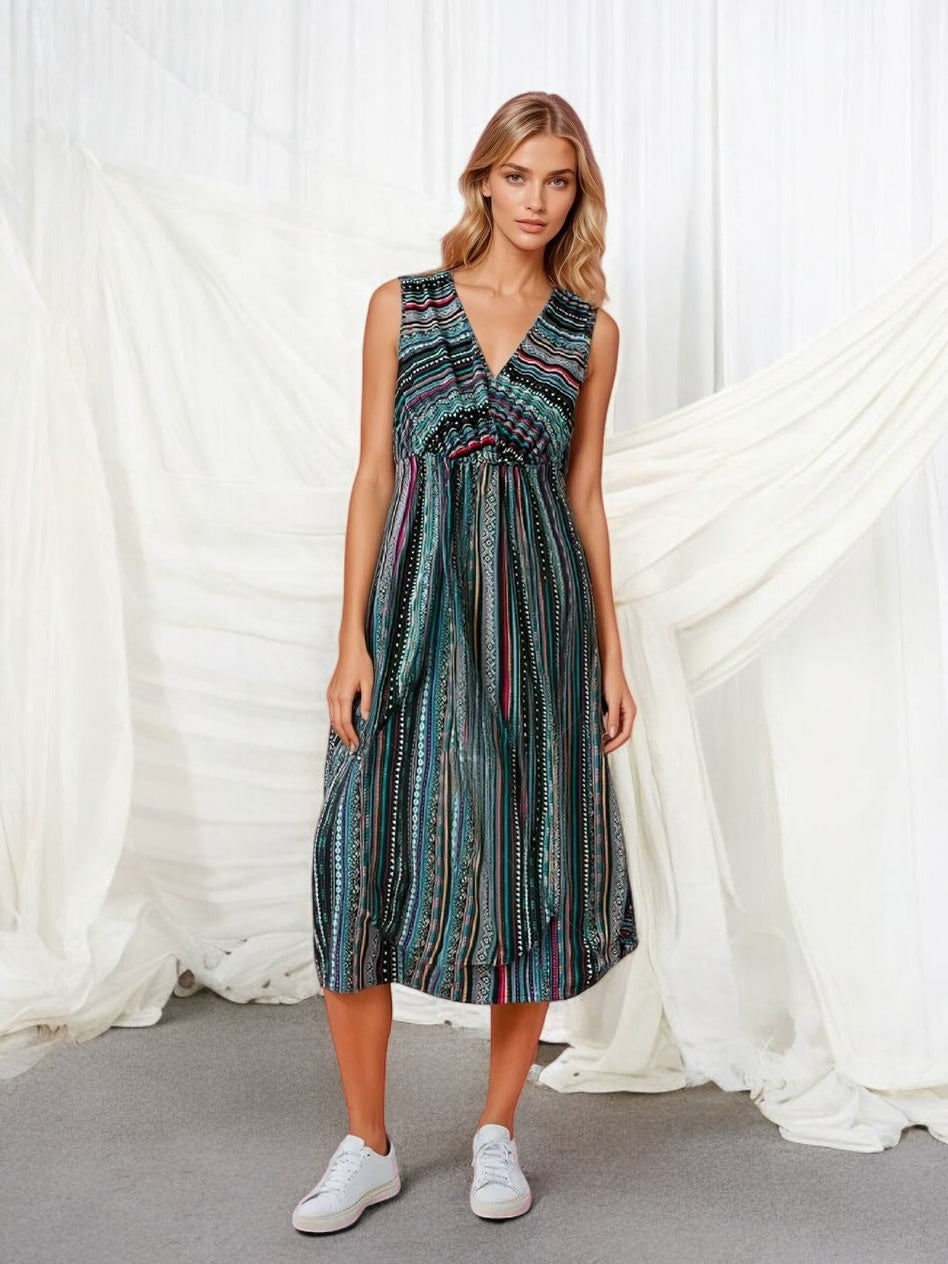 Boho Chic Printed Dress - Relaxed Fit, Bold Prints