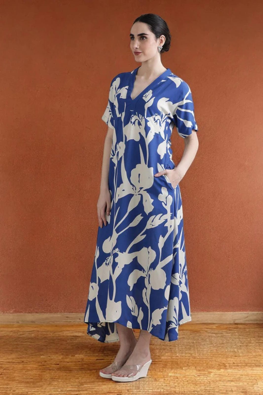 Bloom Maxi Dress | Vibrant Floral Print, V - Neckline - Uvercee