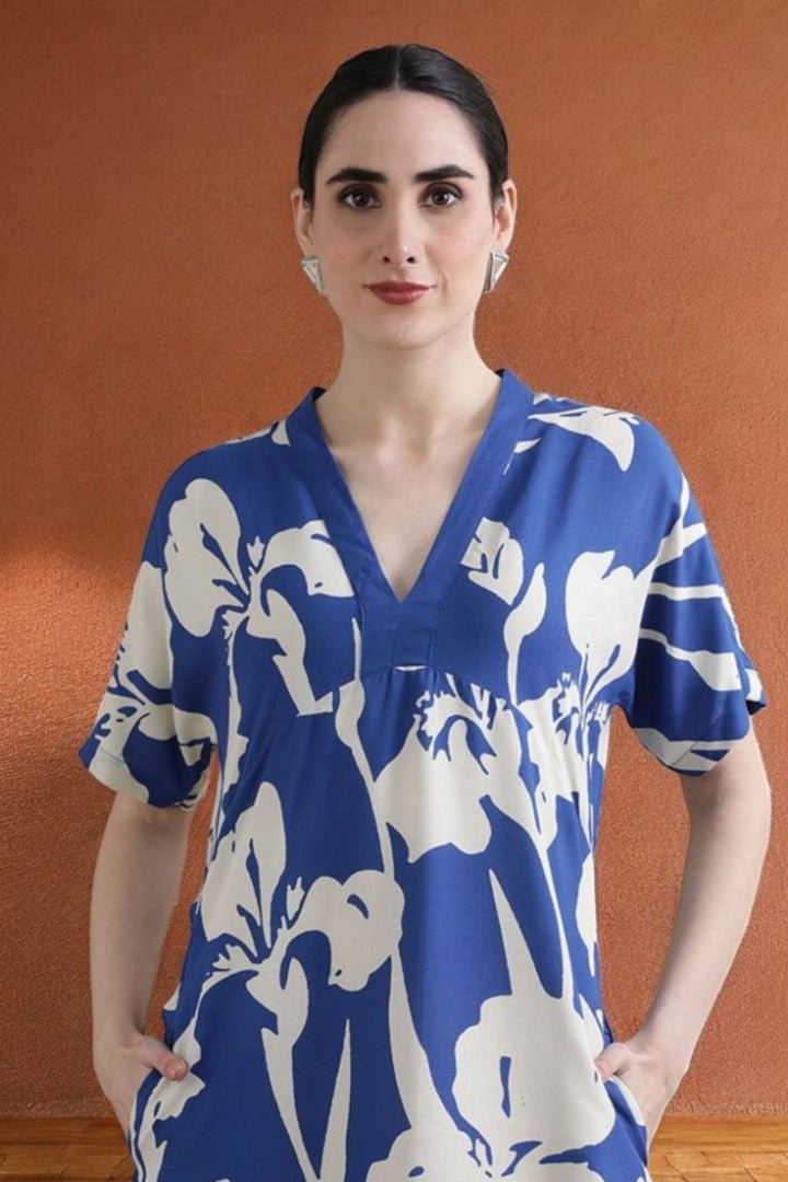 Bloom Maxi Dress | Vibrant Floral Print, V - Neckline - Uvercee