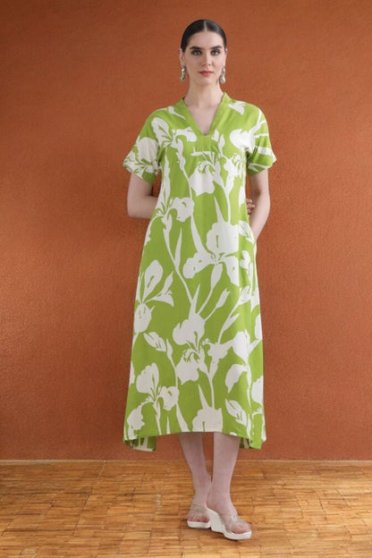 Bloom Maxi Dress | Vibrant Floral Print, V - Neckline - Uvercee