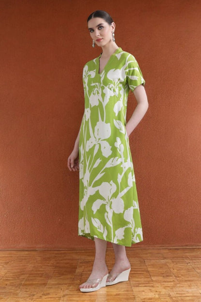 Bloom Maxi Dress | Vibrant Floral Print, V - Neckline - Uvercee