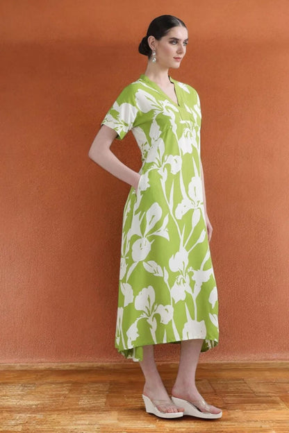 Bloom Maxi Dress | Vibrant Floral Print, V - Neckline - Uvercee