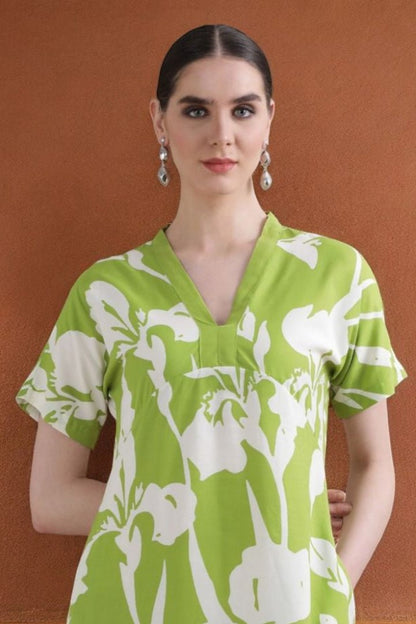 Bloom Maxi Dress | Vibrant Floral Print, V - Neckline - Uvercee