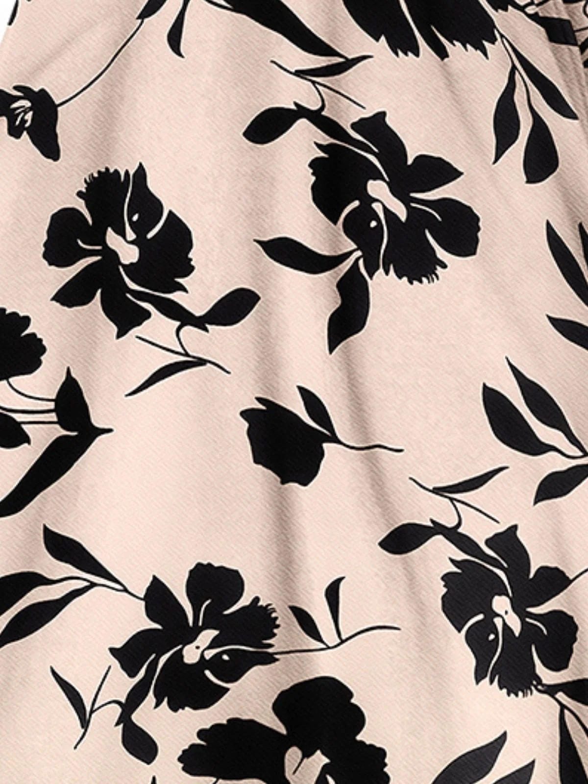 Bold InkPetal Flare Dress for Women I Cream and Dark Peach - Uvercee