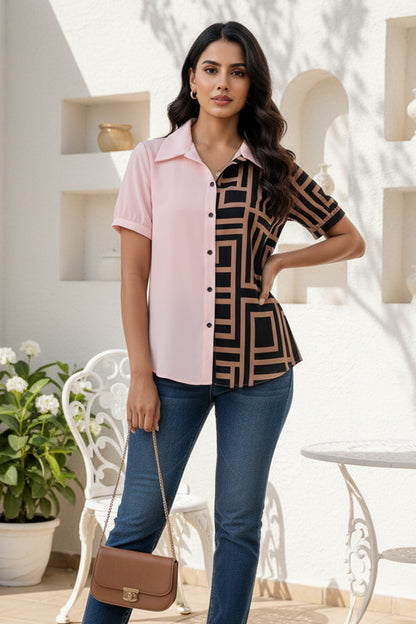 Contemporary Two-Tone Shirt | Unique Casual Shirt