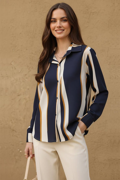 Bold Vertical Stripe Shirt | Stylish Relaxed Fit Long Sleeve - Uvercee