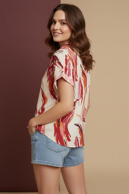 Brushstroke Print Shirt | Stylish Everyday Short Sleeve Shirt