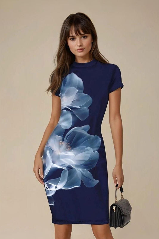 Uvercee Blue Radiance Floral Fit Bodycon Dress
