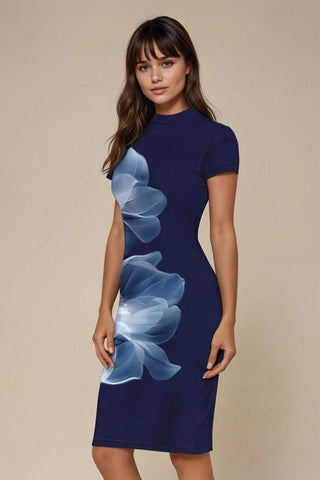 Uvercee Blue Radiance Floral Fit Bodycon Dress