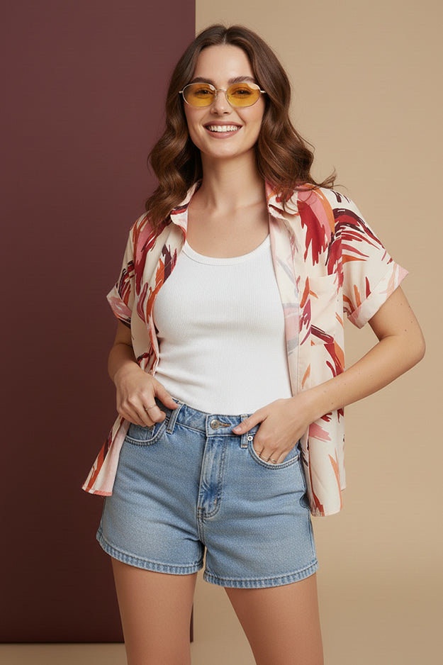 Brushstroke Print Shirt | Stylish Everyday Short Sleeve Shirt