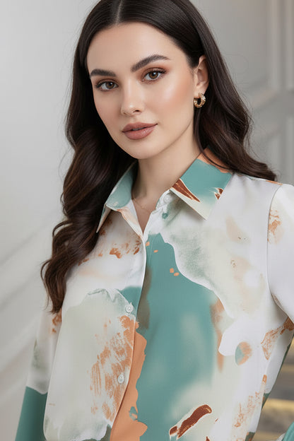 Artistic Flow Print Long Sleeve Shirt | Modern Women's Shirt