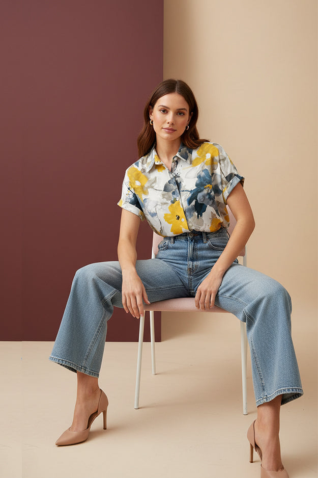 Fresh Floral Print Shirt | Stylish Casual Short Sleeve Shirt