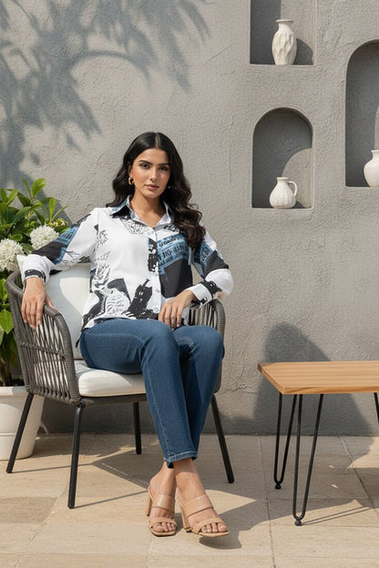 Modern Urban Graphic Print Shirt | Fashionable Long Sleeve Printed Shirt - Uvercee