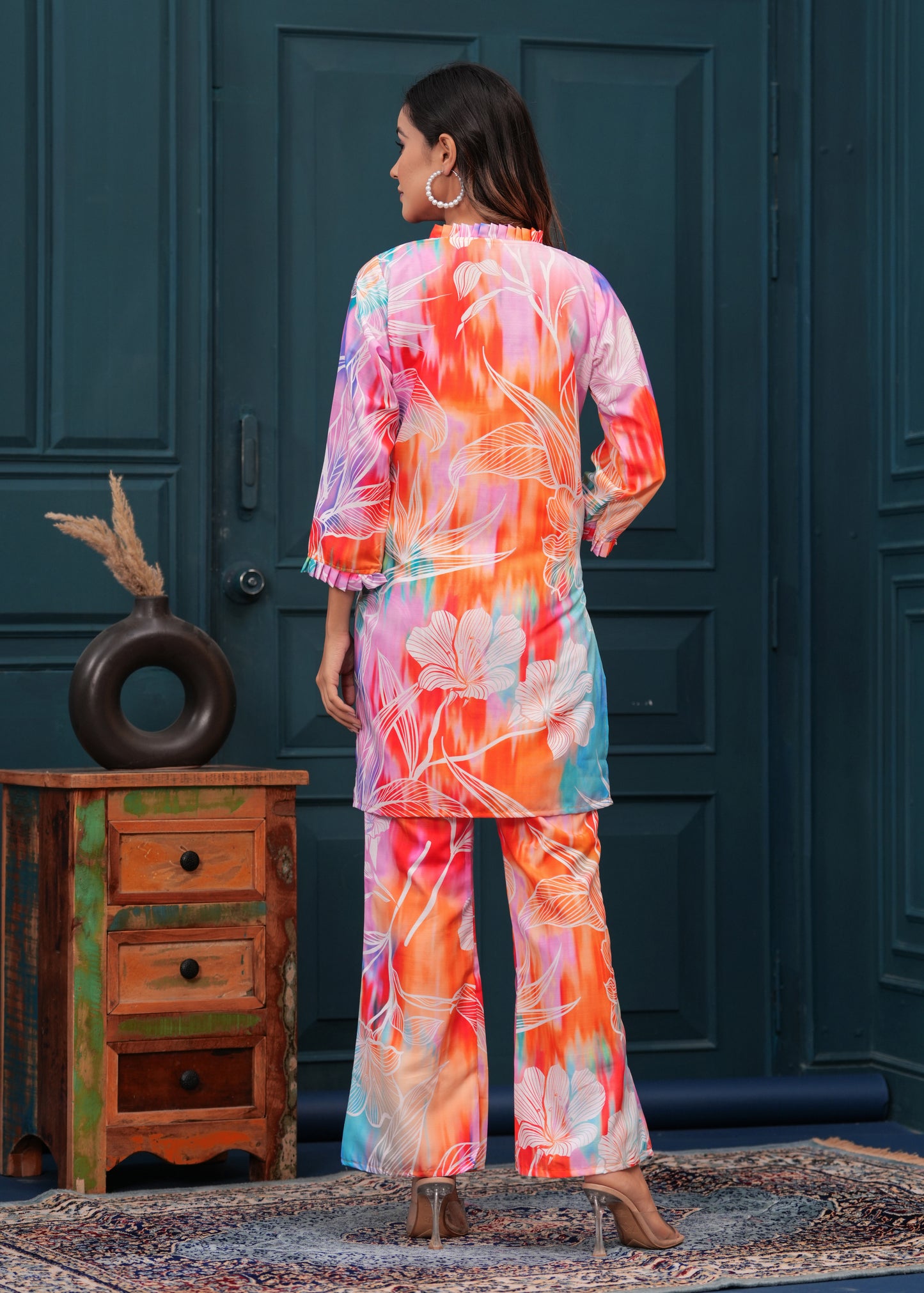 Vibrant Orange Floral Women's Co-ord Set