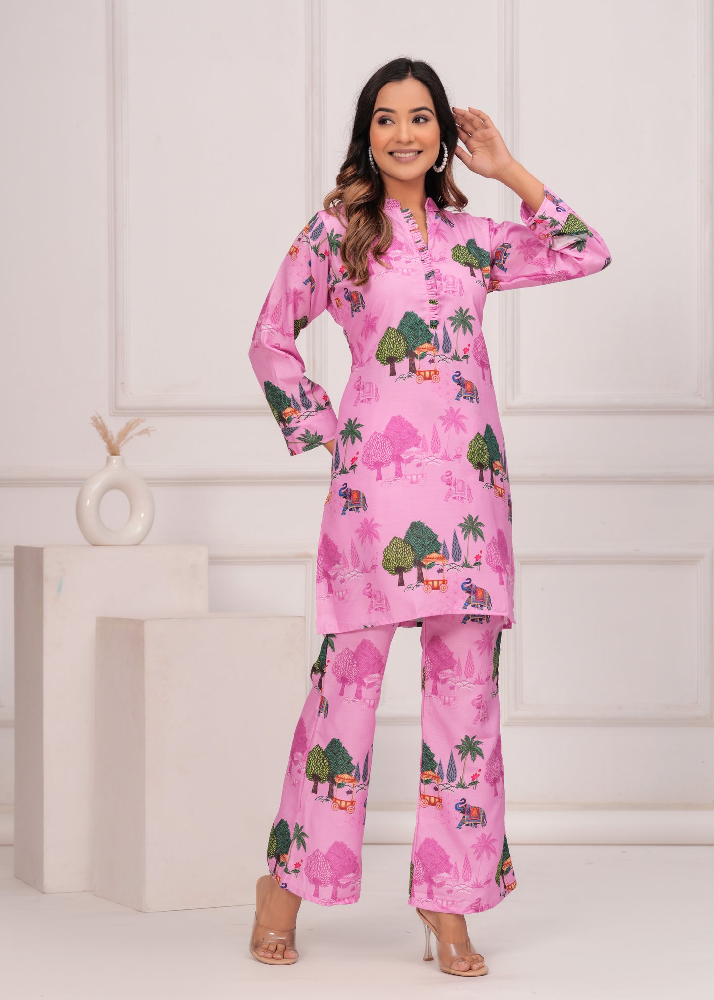 Soft Pink Printed Co-Ord Set for Women | Casual Comfort & Style