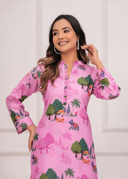 Soft Pink Printed Co-Ord Set for Women | Casual Comfort & Style