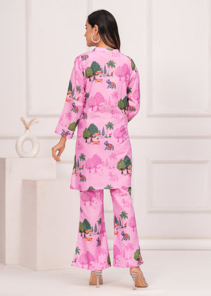 Soft Pink Printed Co-Ord Set for Women | Casual Comfort & Style