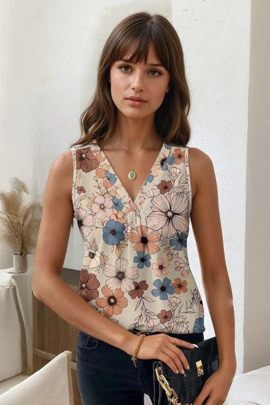 Uvercee Floral Chic: Sleeveless Top for Women