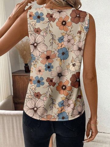 Uvercee Floral Chic: Sleeveless Top for Women