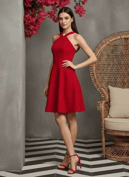 Women’s Sleeveless A-Line Halter Mini Dress - Party & Date Outfit | Uvercee