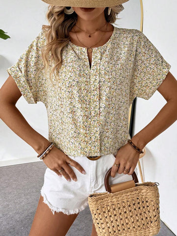 Uvercee Ditsy Floral Round Neck Top