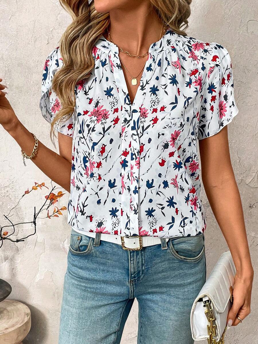 Uvercee Women's Floral V-Neck Tops