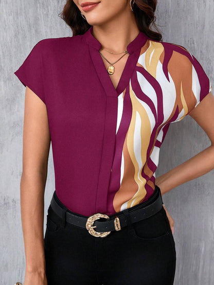 Uvercee Abstract Print Color Block Top