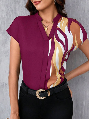 Uvercee Abstract Print Color Block Top