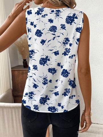 Uvercee V-Neck Sleeveless Floral Top