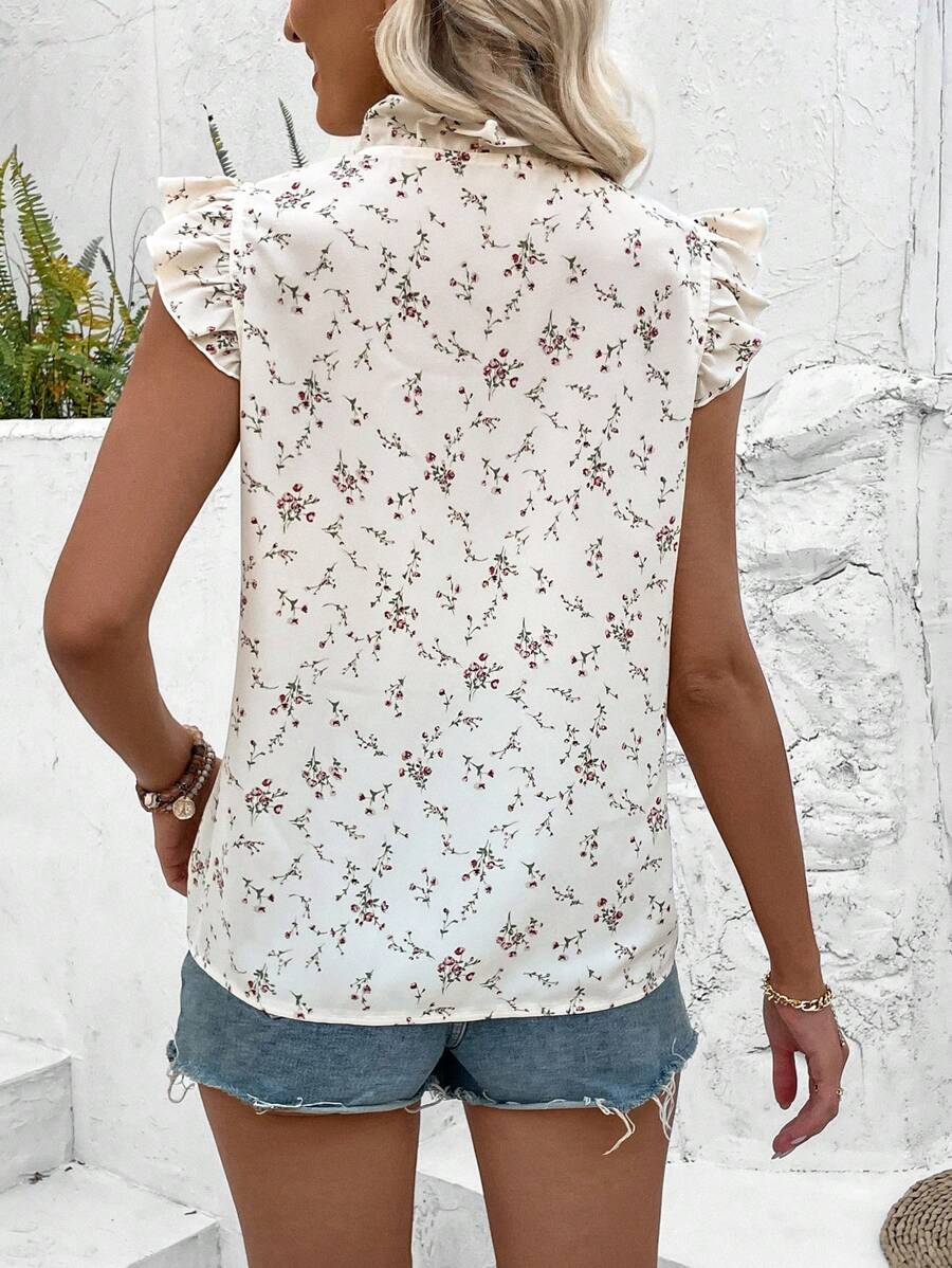 Uvercee Ruffle-Trim Floral Top