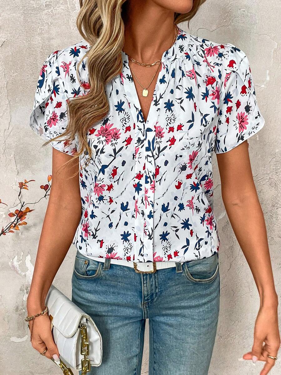Uvercee Women's Floral V-Neck Tops