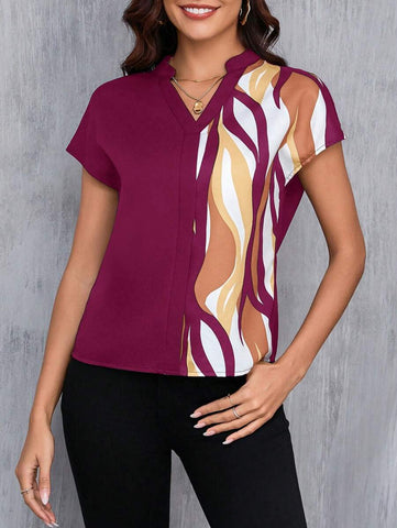 Uvercee Abstract Print Color Block Top