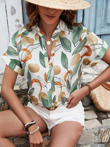 Uvercee Women's Tropical Leaf Print Top