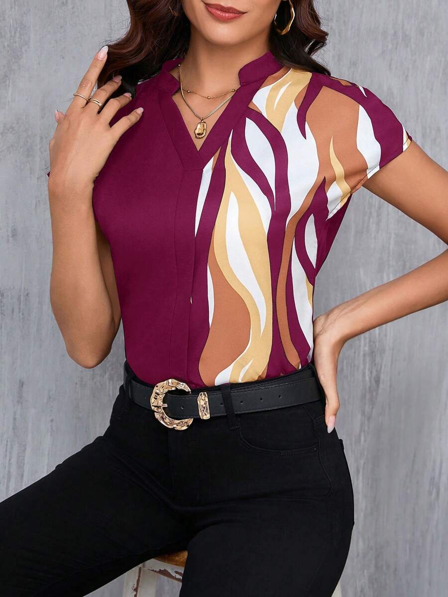 Uvercee Abstract Print Color Block Top