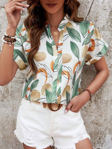 Uvercee Women's Tropical Leaf Print Top
