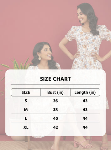 Chic Floral Print Puff Sleeve Midi Dress - Versatile A-Line Daywear
