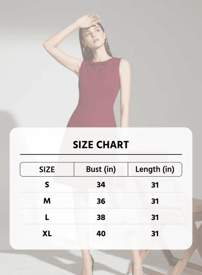 Trending Bow Neck A-Line Dress | Flattering Fit Formal Wear in Rich Maroon