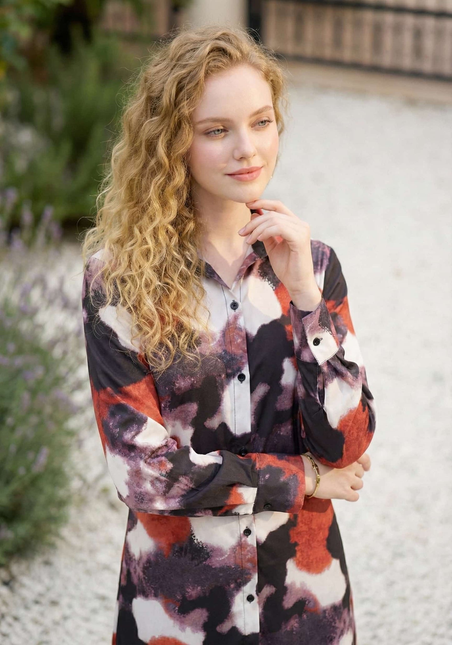 Abstract Print Mini Dress | Trendy Women's Long Sleeve Dress