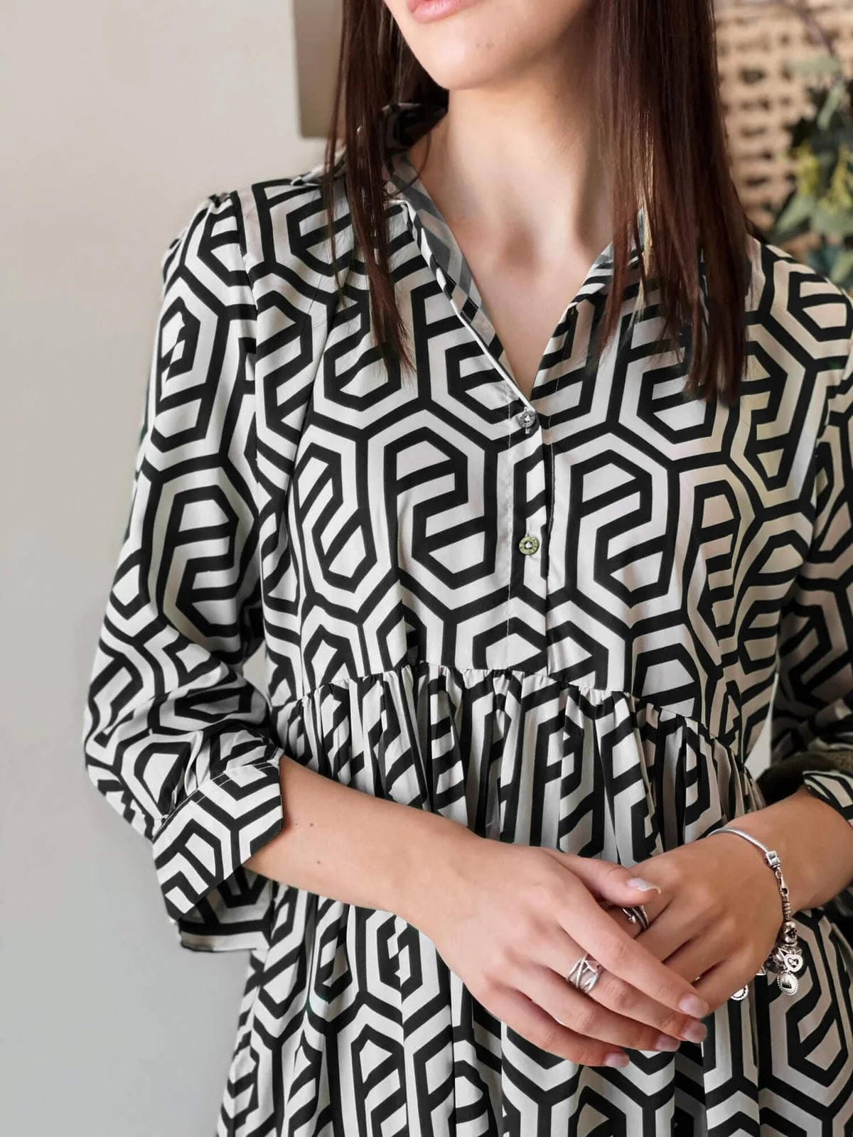 Geometric Long Printed Dress