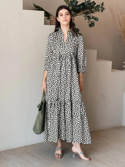 Geometric Long Printed Dress