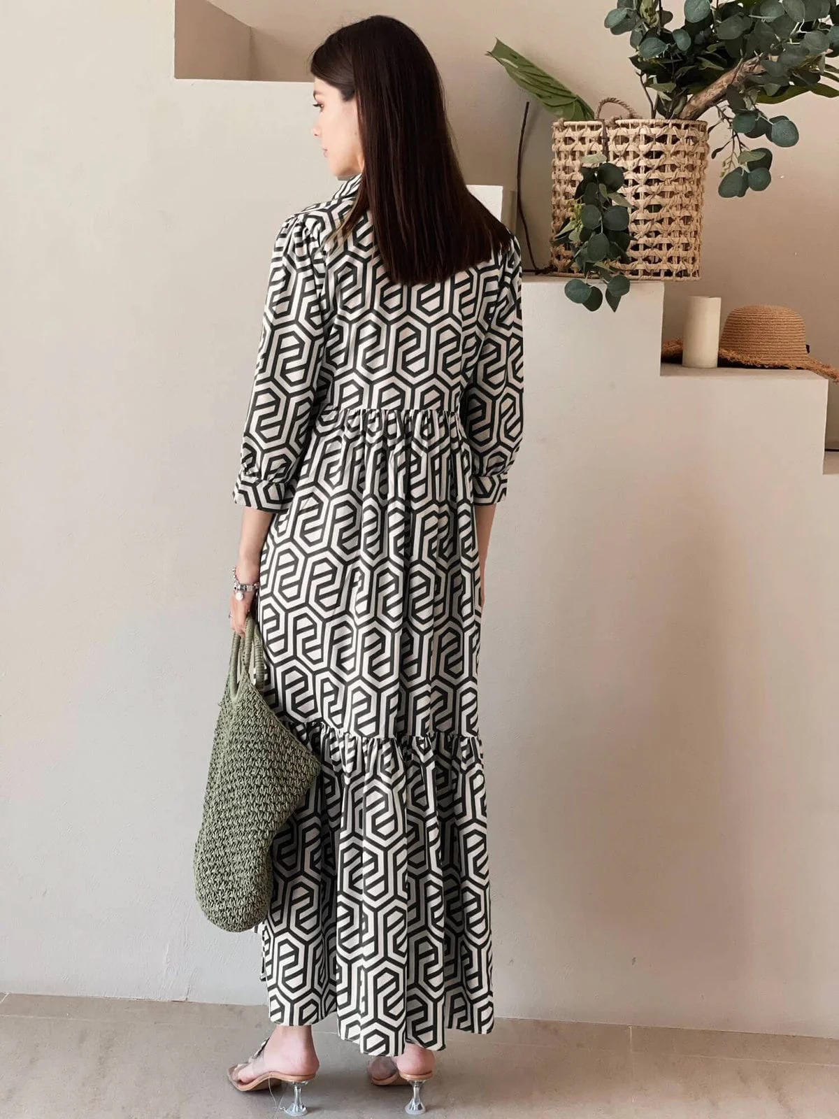 Geometric Long Printed Dress